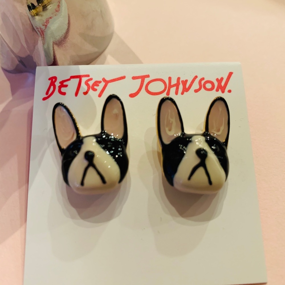 New Betsey Johnson Bulldog Earrings - Picture 9 of 11